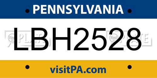 LBH2528 Pennsylvania License Plate
