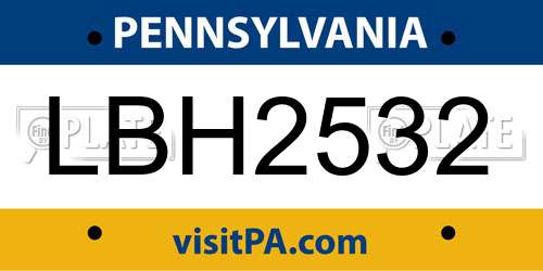 LBH2532 Pennsylvania License Plate