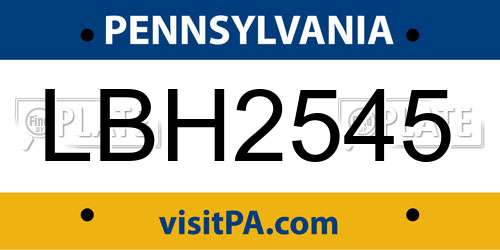 LBH2545 Pennsylvania License Plate