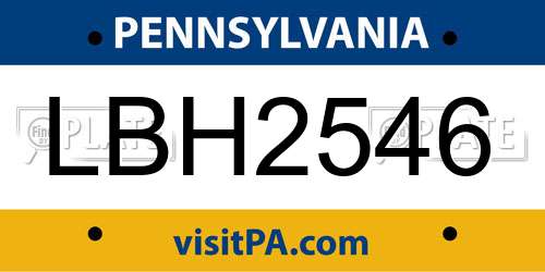 LBH2546 Pennsylvania License Plate