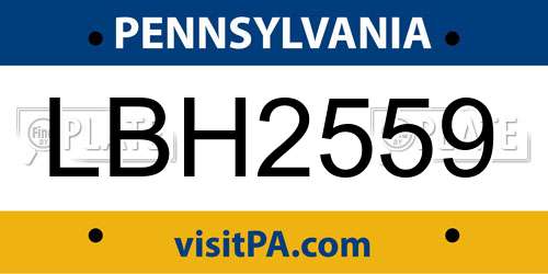 LBH2559 Pennsylvania License Plate