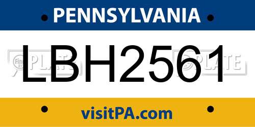 LBH2561 Pennsylvania License Plate