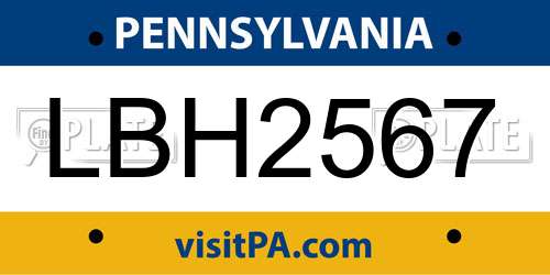 LBH2567 Pennsylvania License Plate