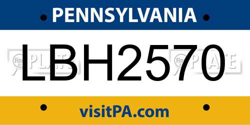 LBH2570 Pennsylvania License Plate
