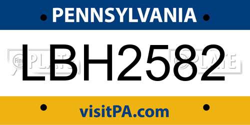 LBH2582 Pennsylvania License Plate