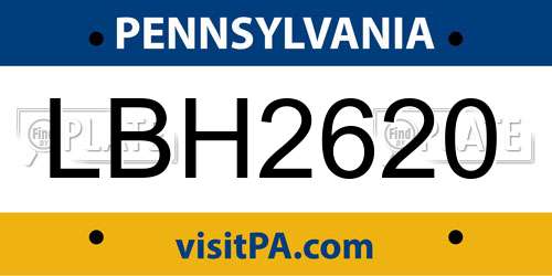 LBH2620 Pennsylvania License Plate