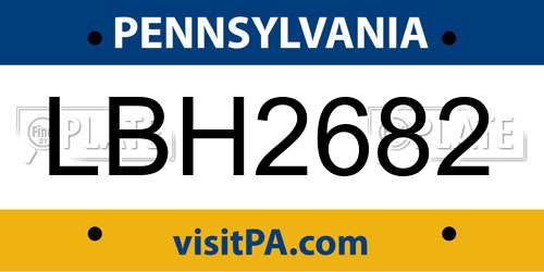 LBH2682 Pennsylvania License Plate