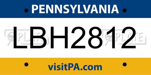 LBH2812 Pennsylvania License Plate