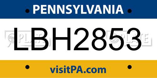 LBH2853 Pennsylvania License Plate