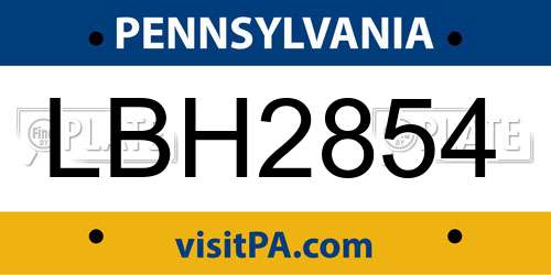 LBH2854 Pennsylvania License Plate