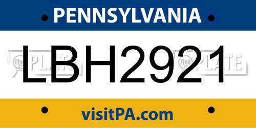 LBH2921 Pennsylvania License Plate