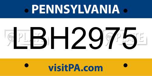 LBH2975 Pennsylvania License Plate