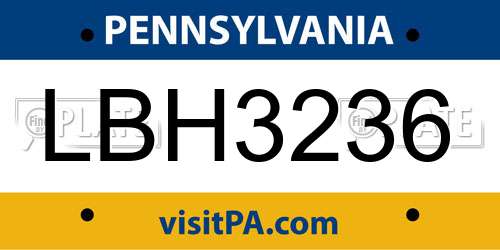 LBH3236 Pennsylvania License Plate