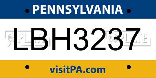 LBH3237 Pennsylvania License Plate
