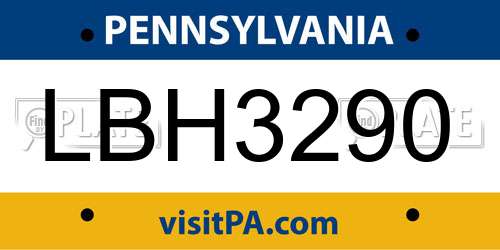 LBH3290 Pennsylvania License Plate