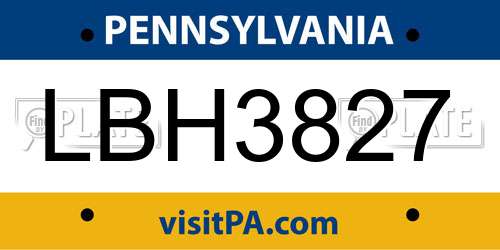 LBH3827 Pennsylvania License Plate