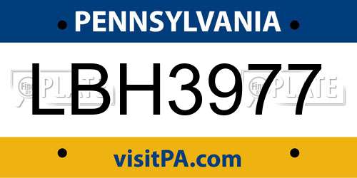 LBH3977 Pennsylvania License Plate