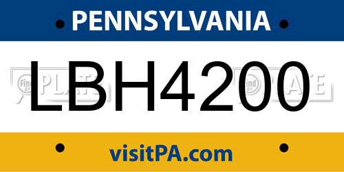 LBH4200 Pennsylvania License Plate