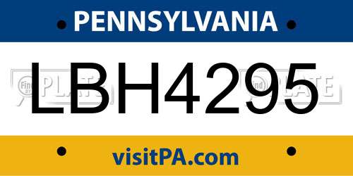 LBH4295 Pennsylvania License Plate