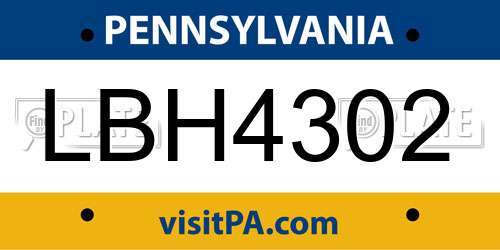 LBH4302 Pennsylvania License Plate