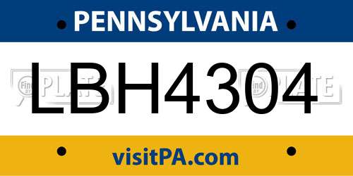 LBH4304 Pennsylvania License Plate