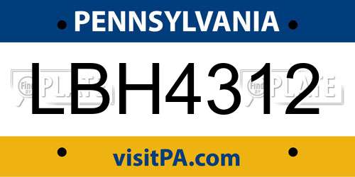 LBH4312 Pennsylvania License Plate