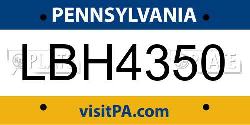LBH4350 Pennsylvania License Plate
