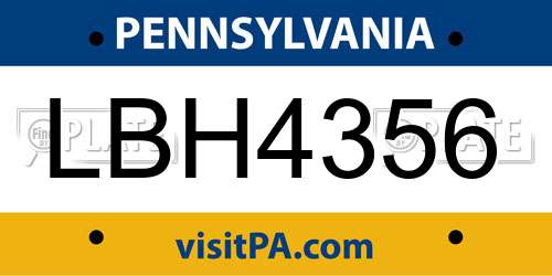 LBH4356 Pennsylvania License Plate