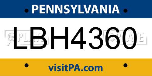 LBH4360 Pennsylvania License Plate