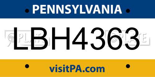 LBH4363 Pennsylvania License Plate