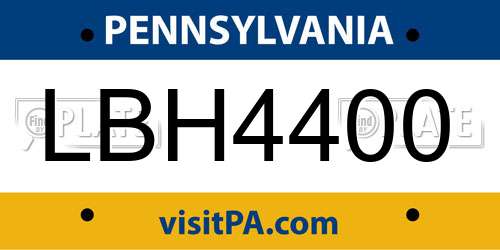 LBH4400 Pennsylvania License Plate