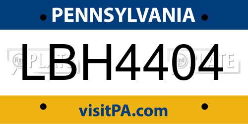 LBH4404 Pennsylvania License Plate