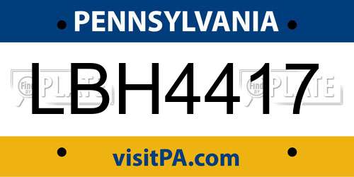 LBH4417 Pennsylvania License Plate