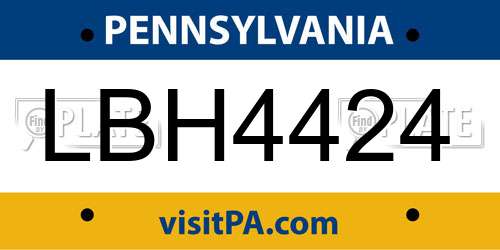 LBH4424 Pennsylvania License Plate