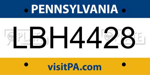 LBH4428 Pennsylvania License Plate