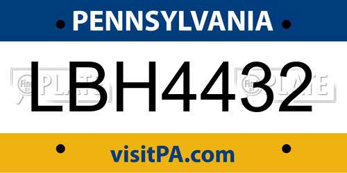 LBH4432 Pennsylvania License Plate
