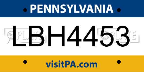 LBH4453 Pennsylvania License Plate