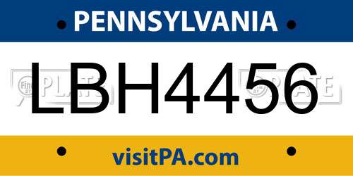 LBH4456 Pennsylvania License Plate