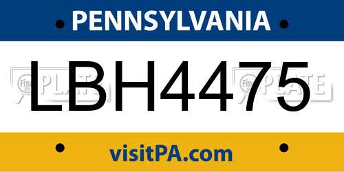LBH4475 Pennsylvania License Plate