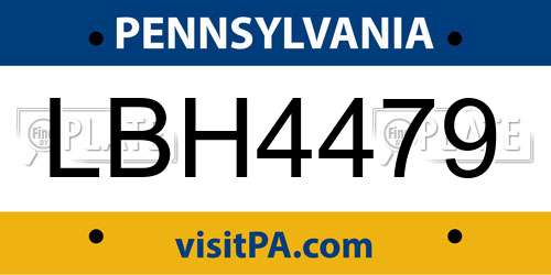 LBH4479 Pennsylvania License Plate