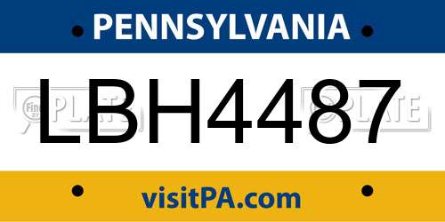 LBH4487 Pennsylvania License Plate