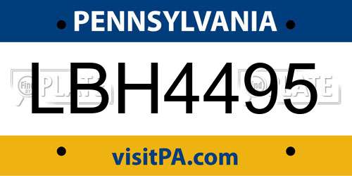 LBH4495 Pennsylvania License Plate