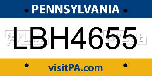 LBH4655 Pennsylvania License Plate