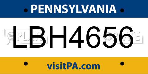 LBH4656 Pennsylvania License Plate