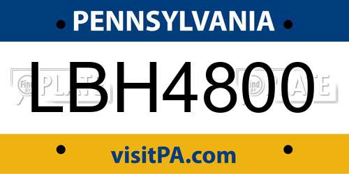 LBH4800 Pennsylvania License Plate