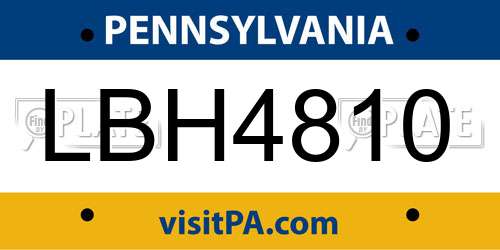 LBH4810 Pennsylvania License Plate