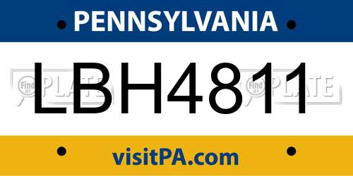 LBH4811 Pennsylvania License Plate