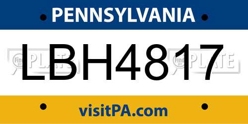 LBH4817 Pennsylvania License Plate