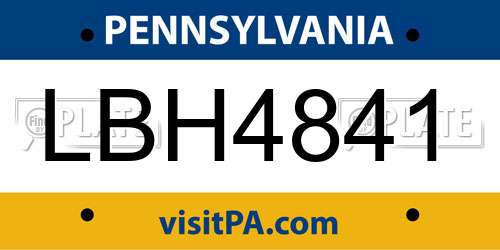 LBH4841 Pennsylvania License Plate