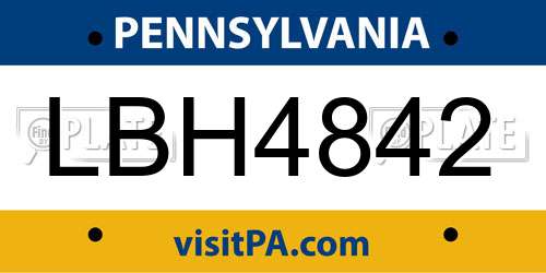 LBH4842 Pennsylvania License Plate